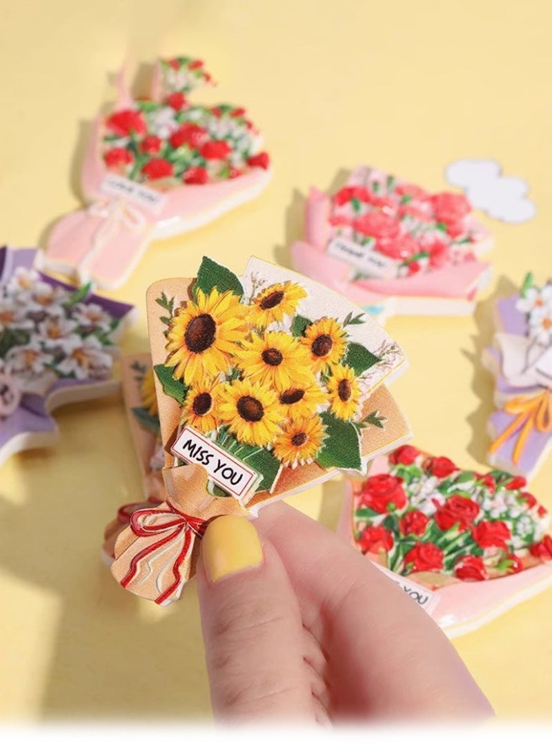 JACIRCLE 4 Pcs Fridge Magnets Valentine Flower Bouquet Fridge Magnets, 3D Floral Refrigerator Magnet for Valentine's Day Gifts, Resin Refrigerator Decoration Creative Home Decoration, Mini Gift Ornament for Kitchen, Living Room or Office - Image 5